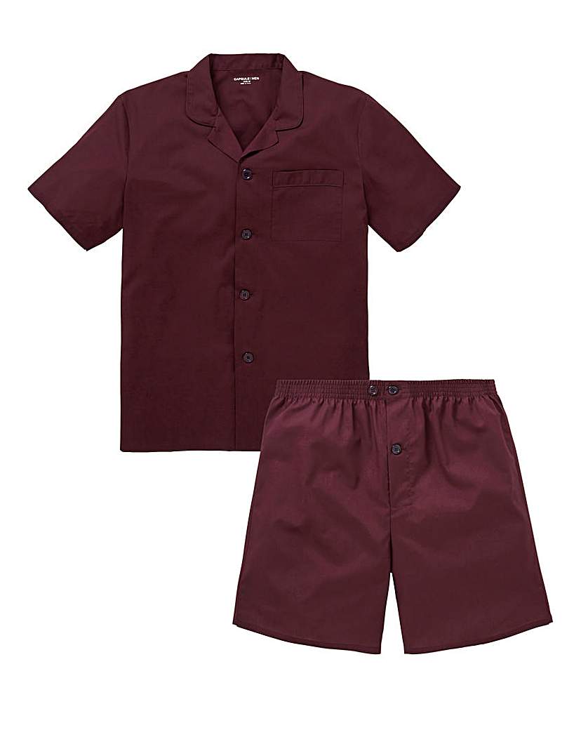 Image of Wine Short Sleeve Plain PJ Set