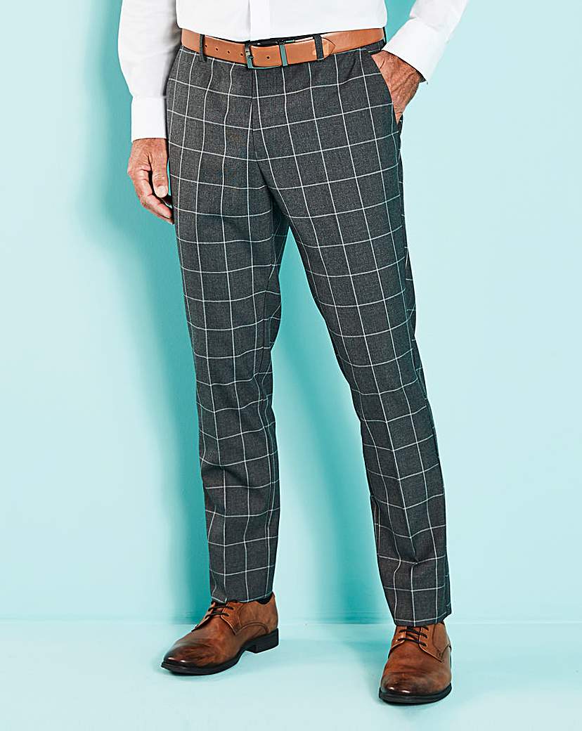 Image of Grey Check Slim Trousers
