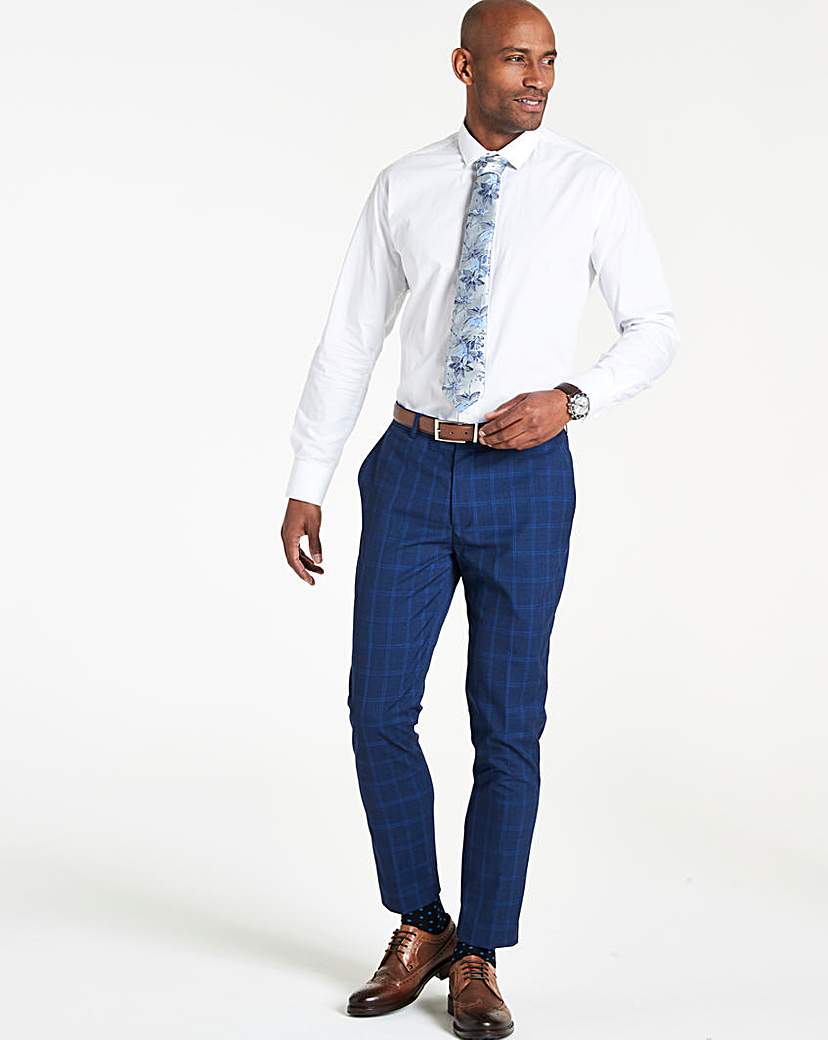 Image of Navy Check Ben Suit Trousers