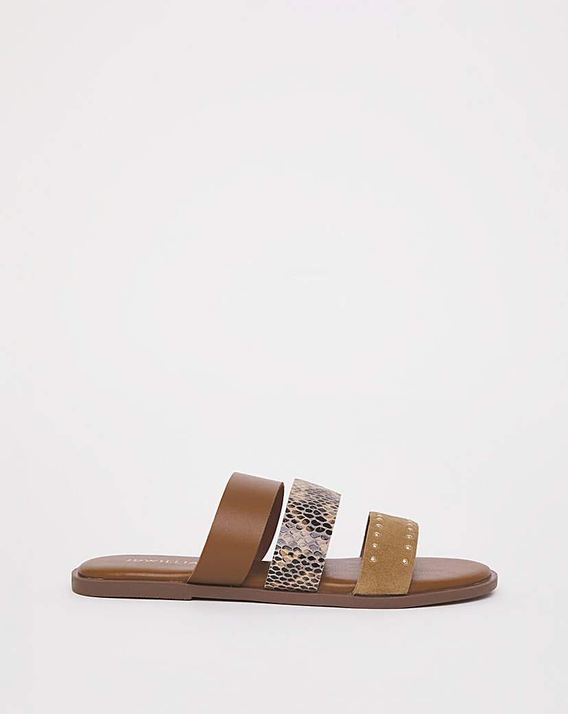 3 Strap Leather Mule Sandal E Fit