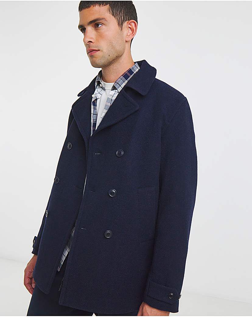 Barbour Newfield Wool Pea Coat - Navy
