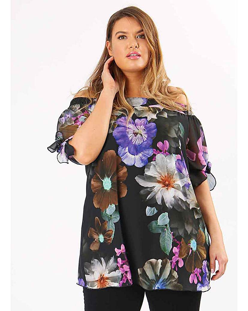 Image of Lovedrobe GB Black Floral Bardot Top