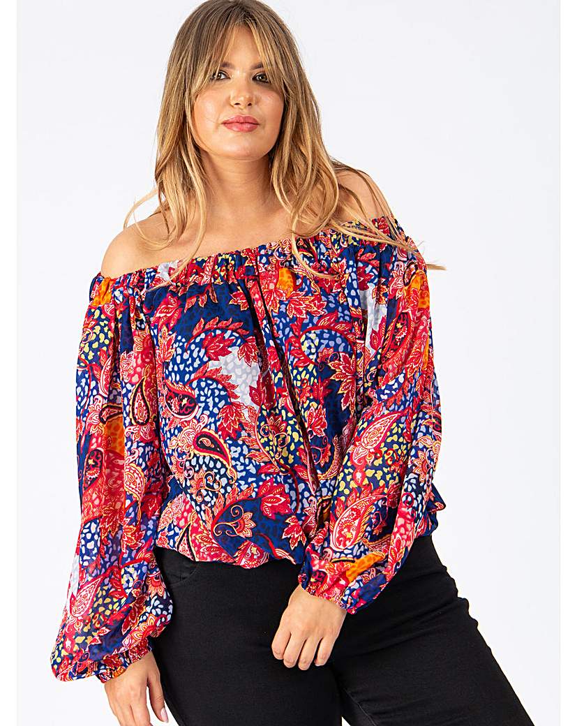 Image of Koko Paisley Bardot Top
