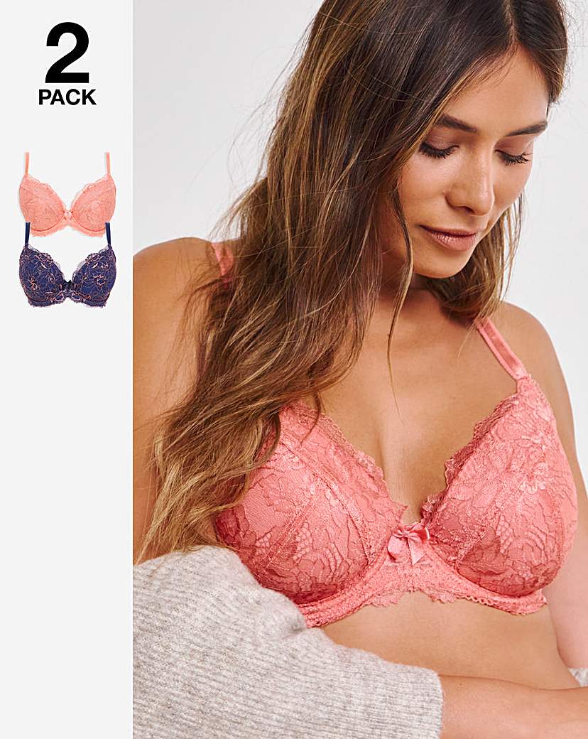 2 Pack Ella Lace Padded Plunge Bras