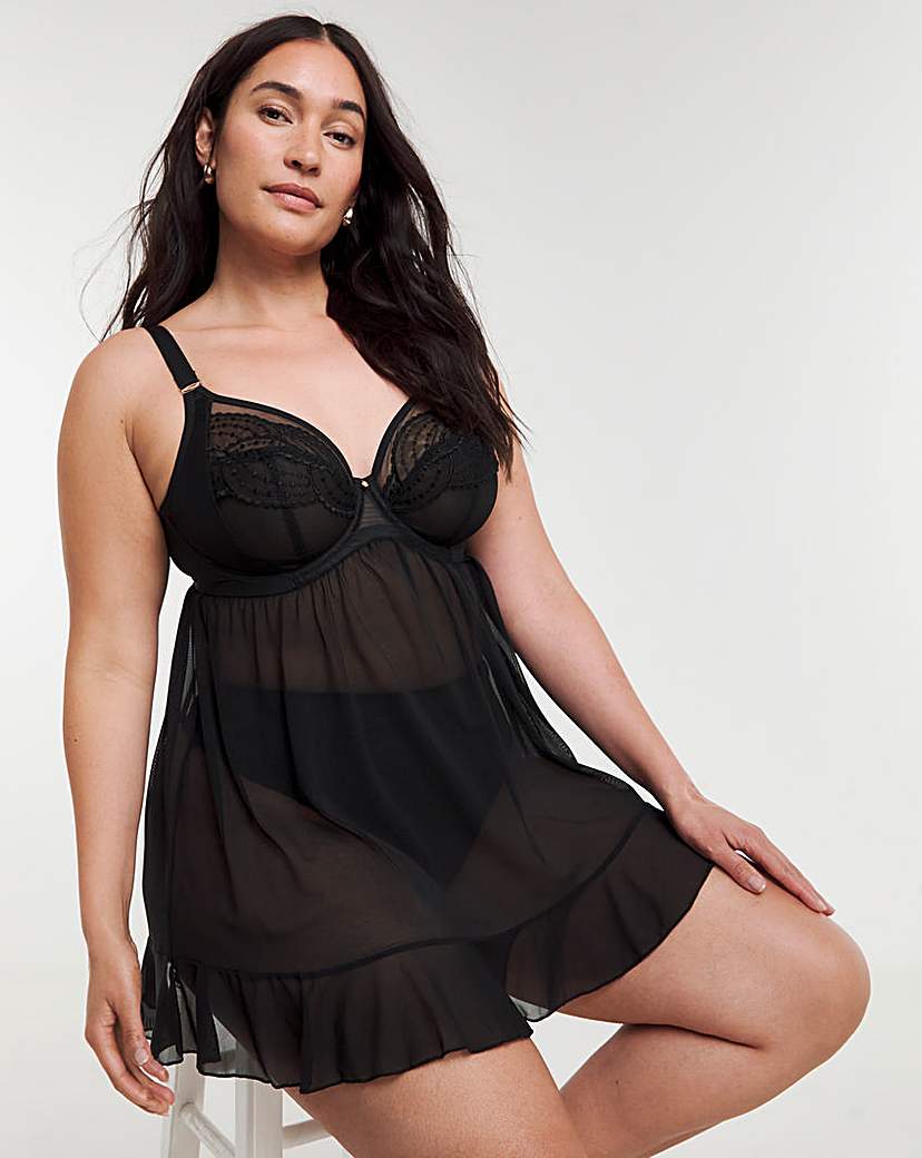 Elomi Priya Plunge Wired Babydoll Black