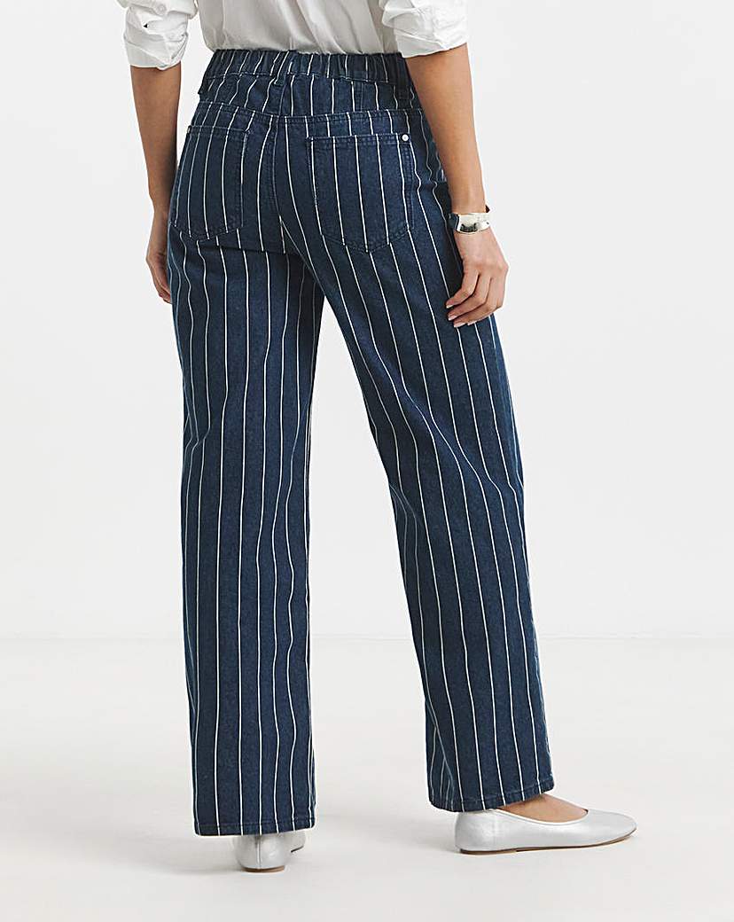 Striped Blue Wide Leg Jeans