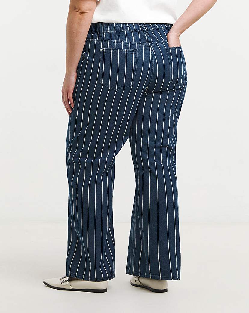 Striped Blue Wide Leg Jeans