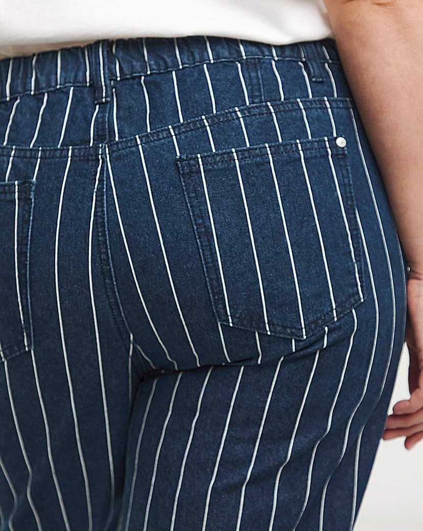Striped Blue Wide Leg Jeans