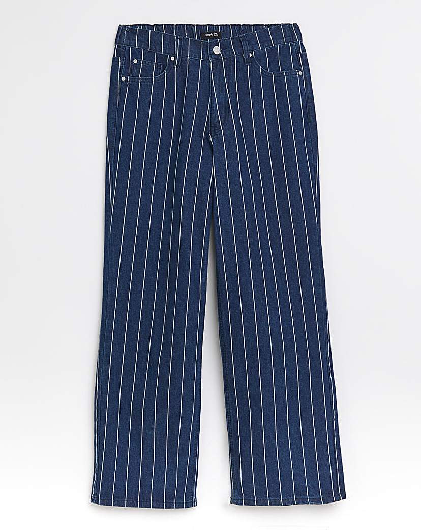 Striped Blue Wide Leg Jeans