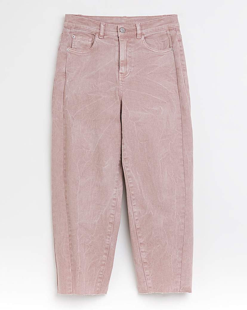 Salt Pink Cropped Barrel Jeans