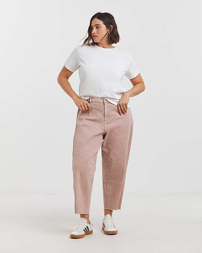 Salt Pink Cropped Barrel Jeans
