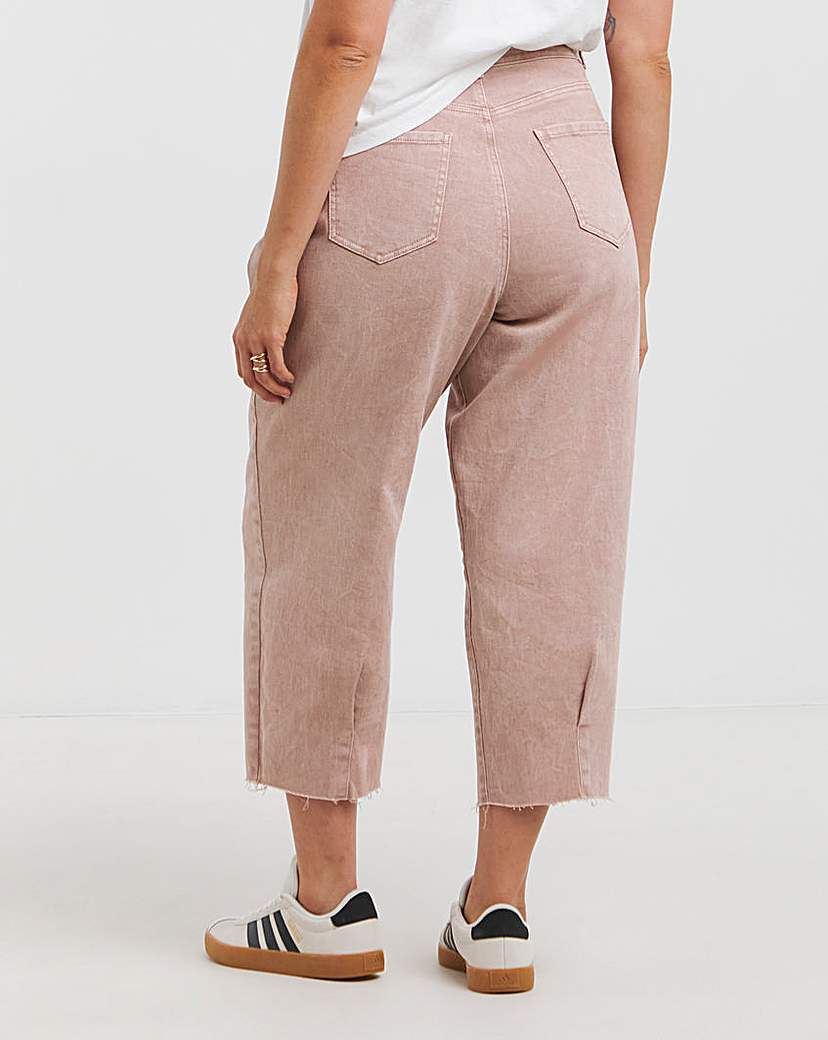 Salt Pink Cropped Barrel Jeans