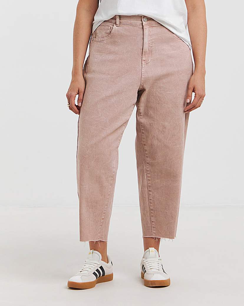 Salt Pink Cropped Barrel Jeans