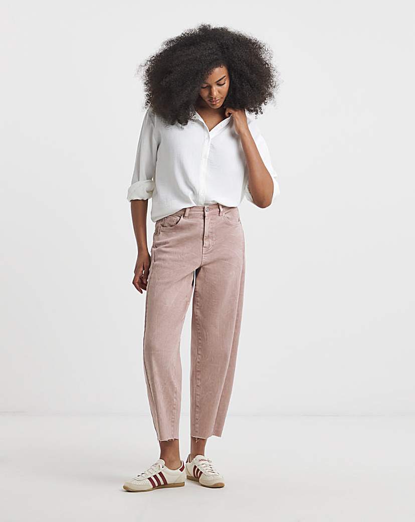 Salt Pink Cropped Barrel Jeans