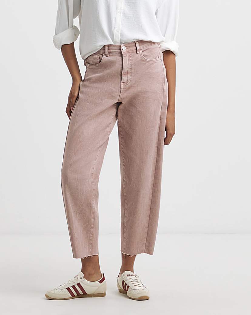 Salt Pink Cropped Barrel Jeans