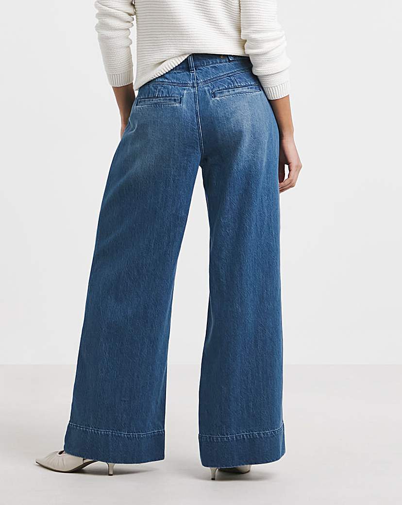 Drape Wide Leg Jeans- Authentic Mid Blue