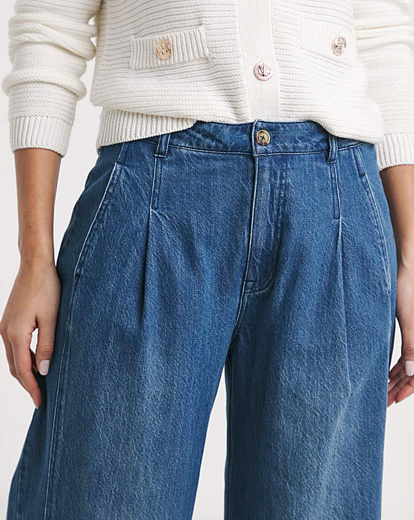 Drape Wide Leg Jeans- Authentic Mid Blue