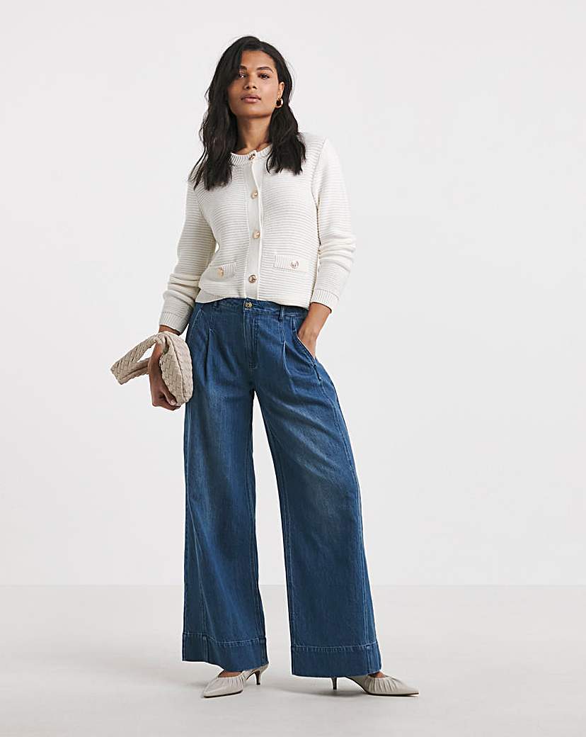 Drape Wide Leg Jeans- Authentic Mid Blue
