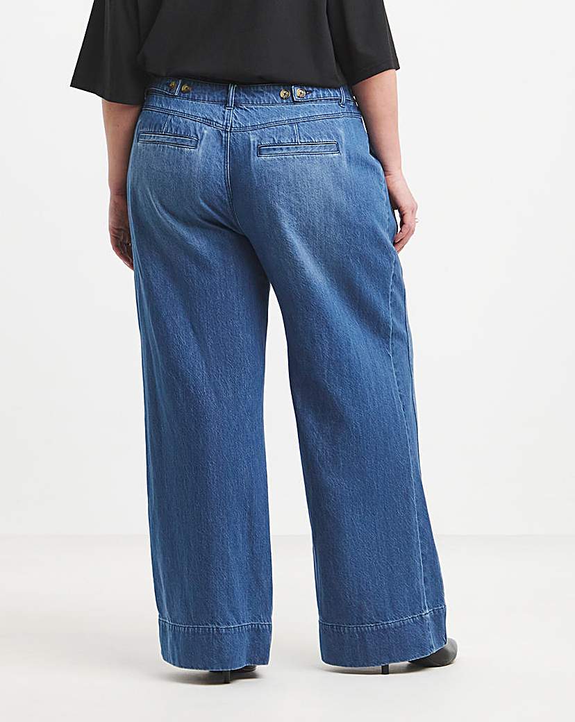 Drape Wide Leg Jeans- Authentic Mid Blue