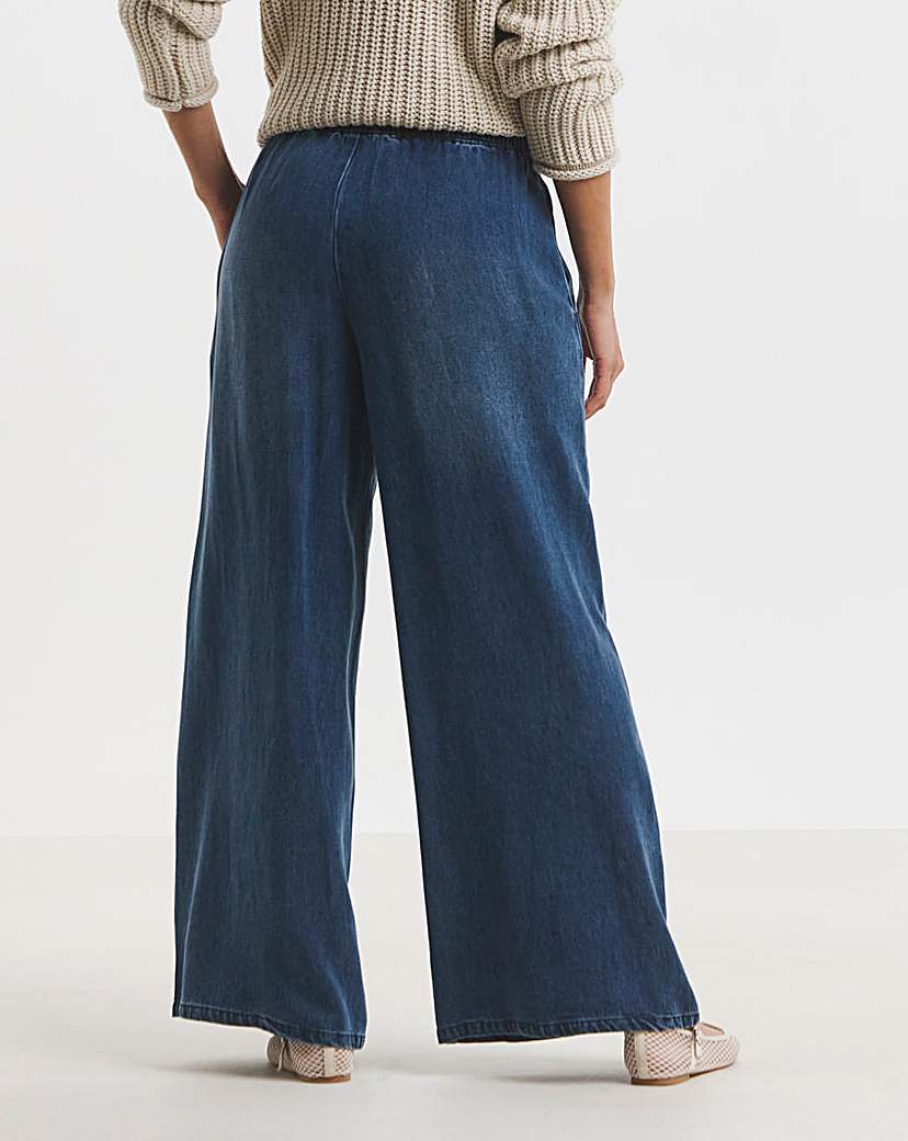 Indigo Denim Lyocell Tie Front Jeans