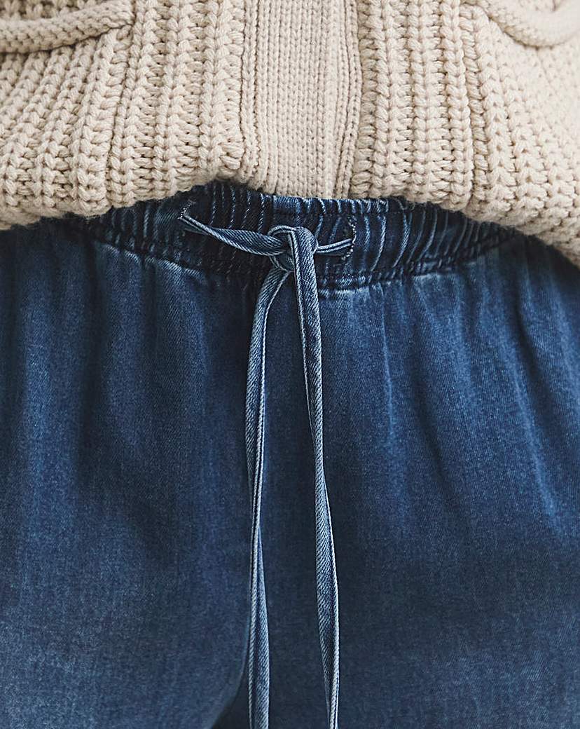 Indigo Denim Lyocell Tie Front Jeans