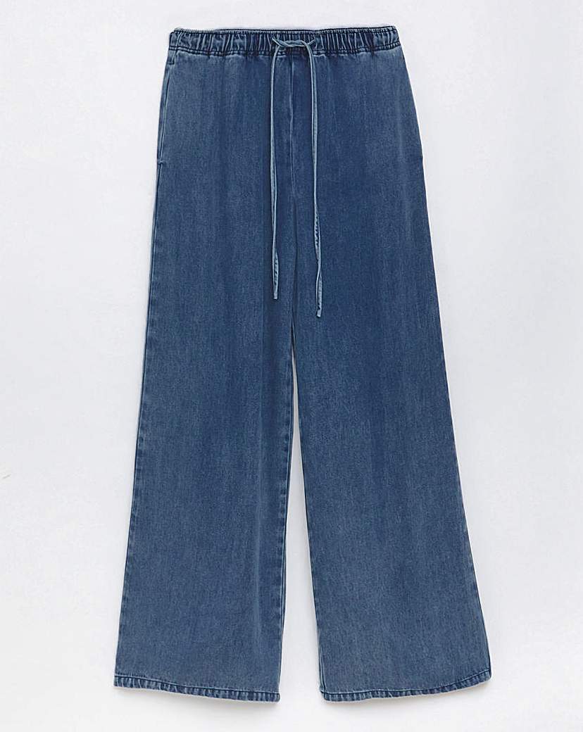 Indigo Denim Lyocell Tie Front Jeans
