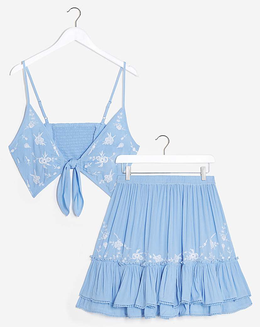 Embroidered Skirt Beach Co-Ord