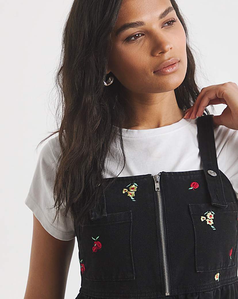 Floral Embroidered Midaxi Pinafore Dress