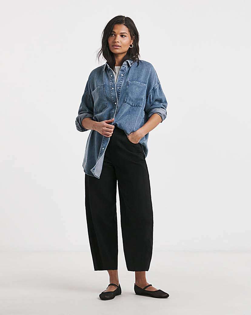Mid Wash Deep Cuff Denim Shirt