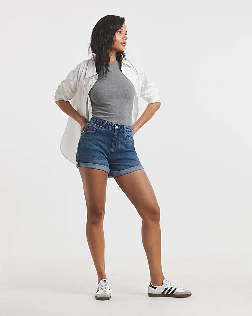 New In - Mid Blue Authentic Loose Mom Short