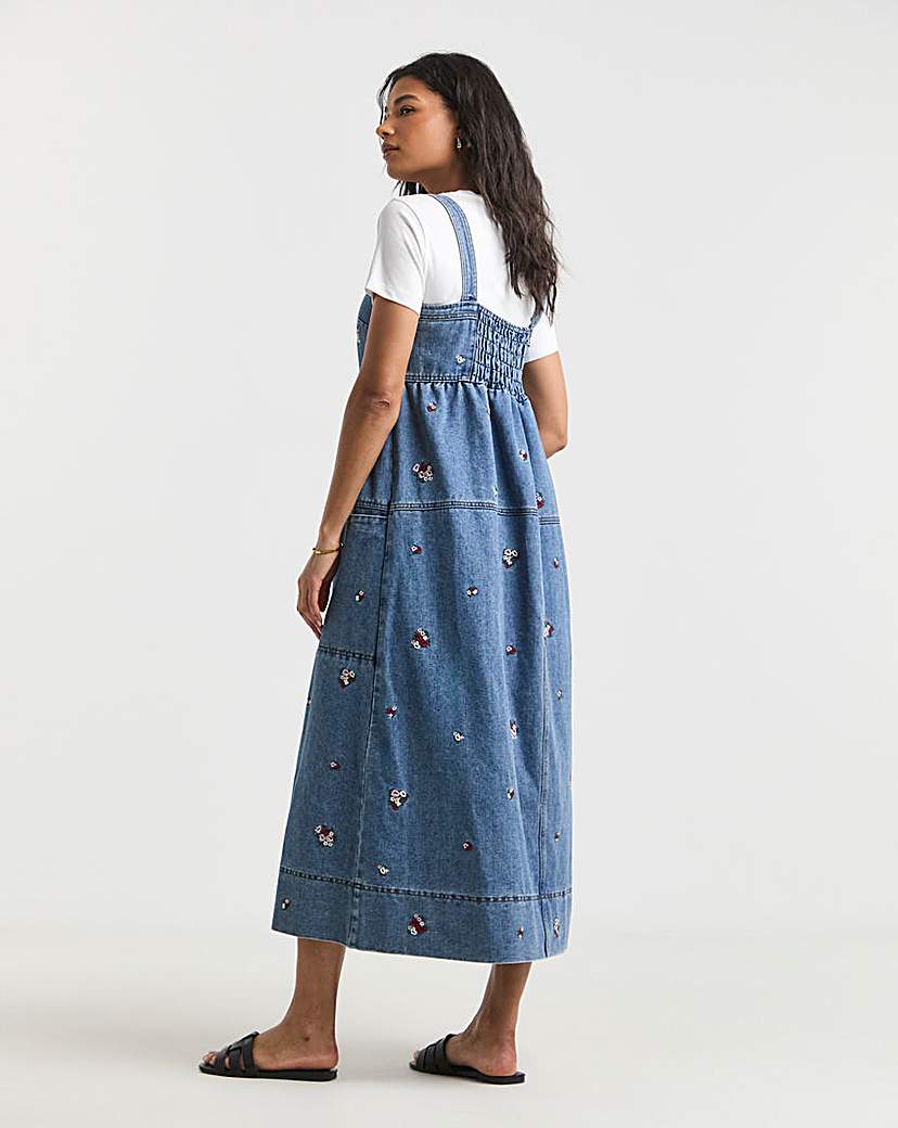 Floral Embroidered Apron Dress