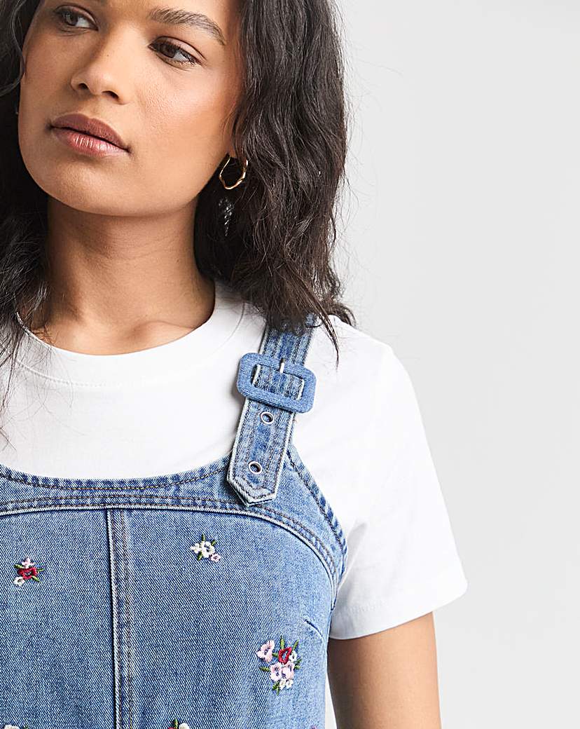 Floral Embroidered Apron Dress