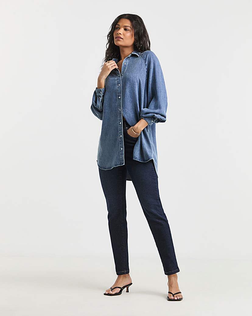 Light Wash Open Back Denim Shirt