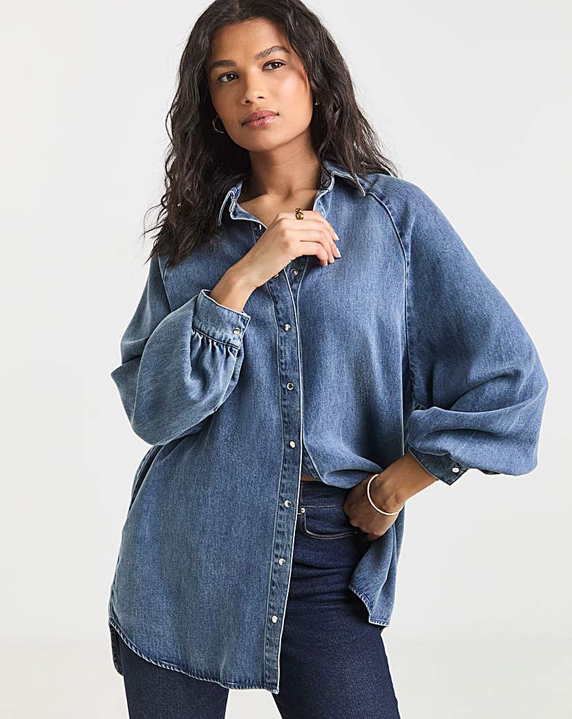 Light Wash Open Back Denim Shirt