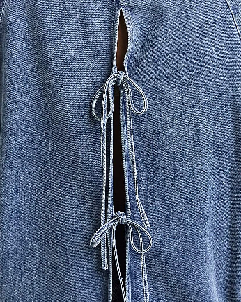 Light Wash Open Back Denim Shirt