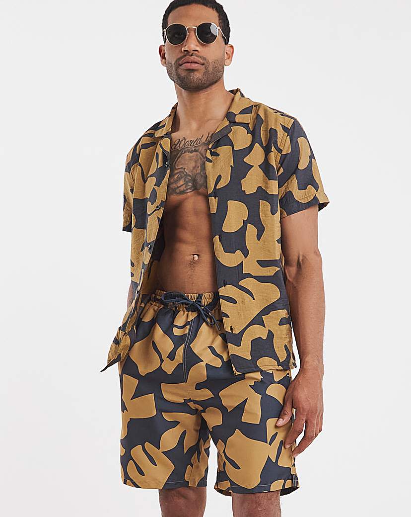 New In - Abstract Palm Printed Swim