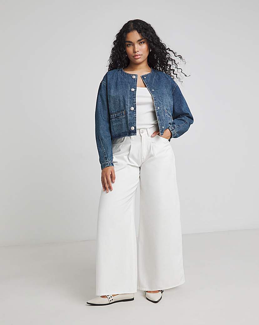 Indigo Collarless Denim Jacket