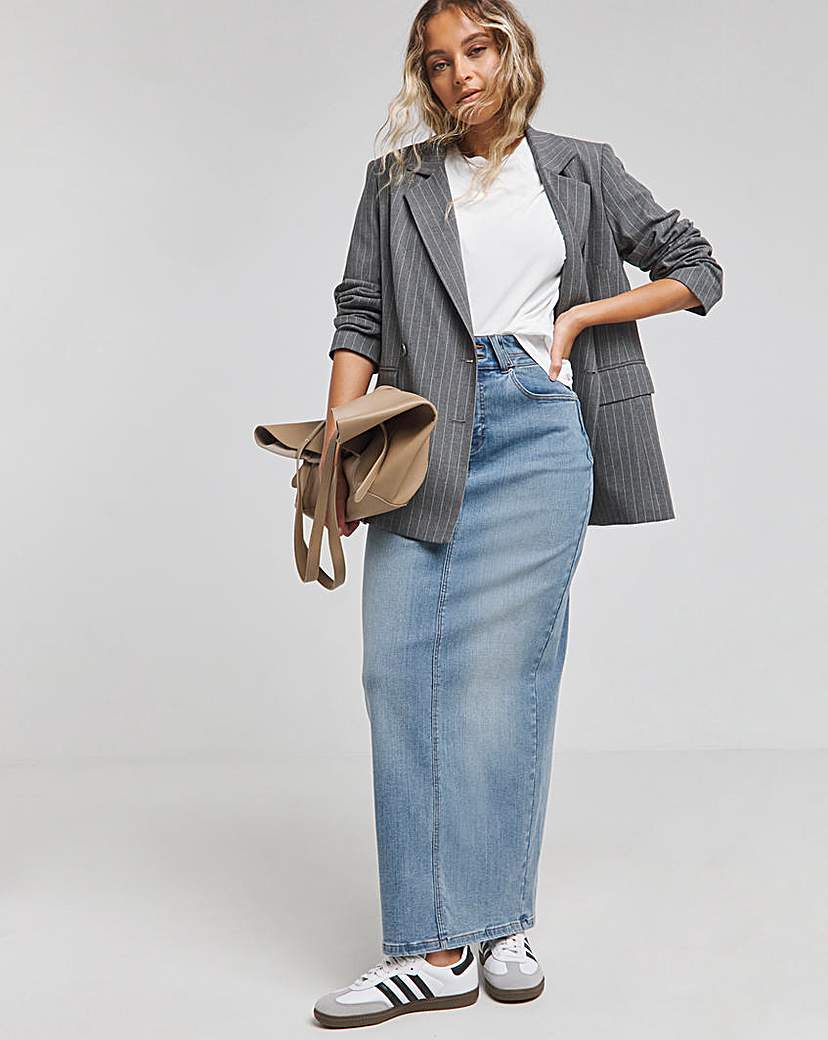 Light Wash Magisculpt Denim Maxi Skirt - Light Wash