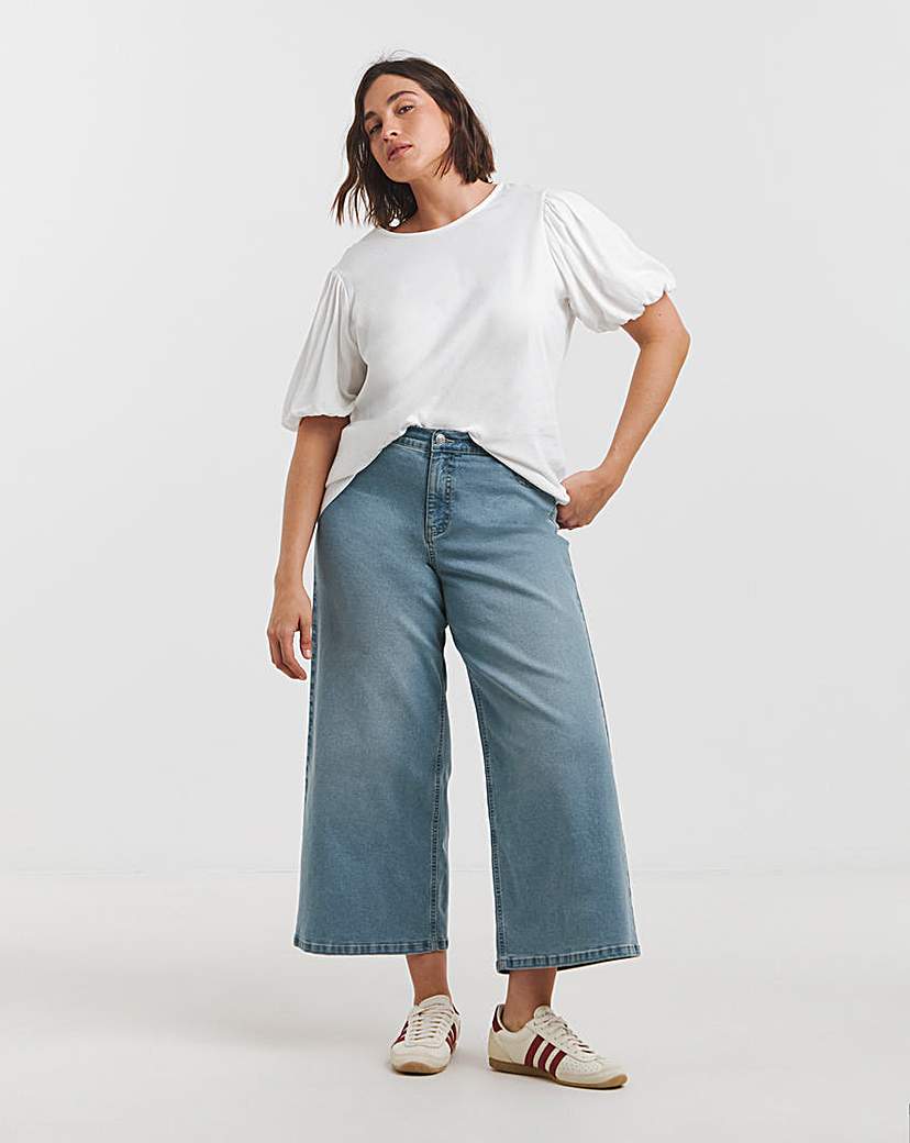 Mid Wash 24/7 Cropped Wide Leg Jeans