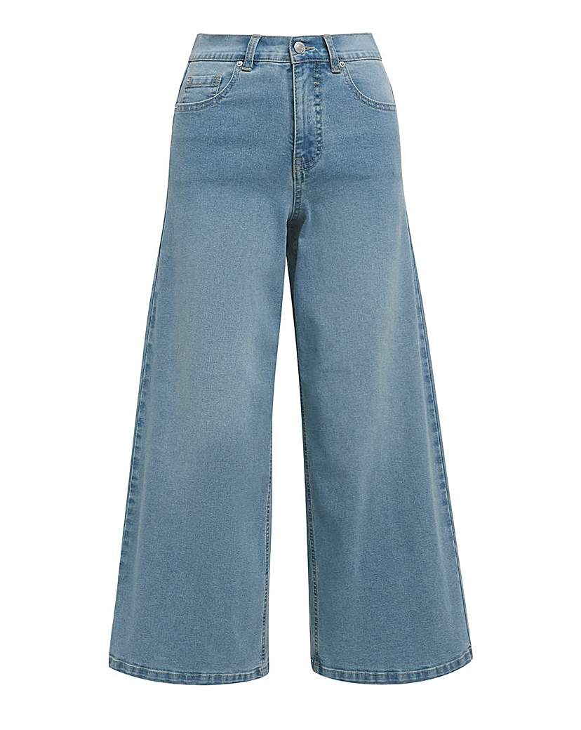 Mid Wash 24/7 Cropped Wide Leg Jeans