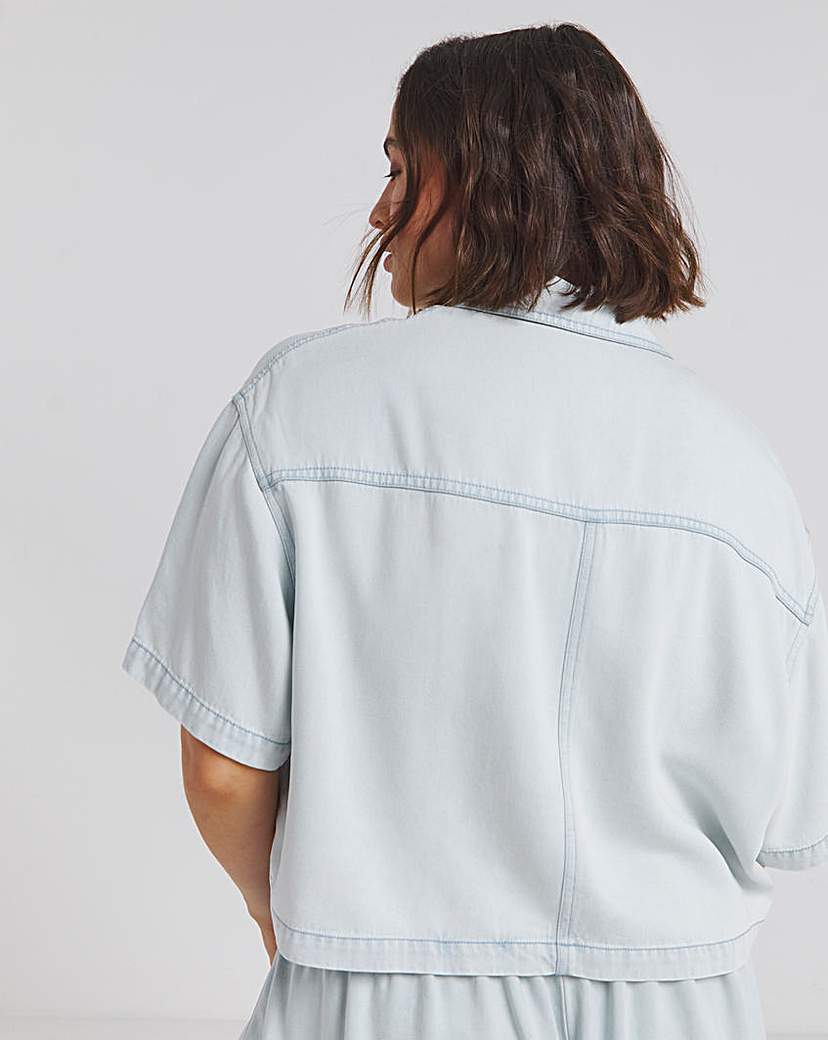 Lightweight Denim Boxy Cropped Shirt