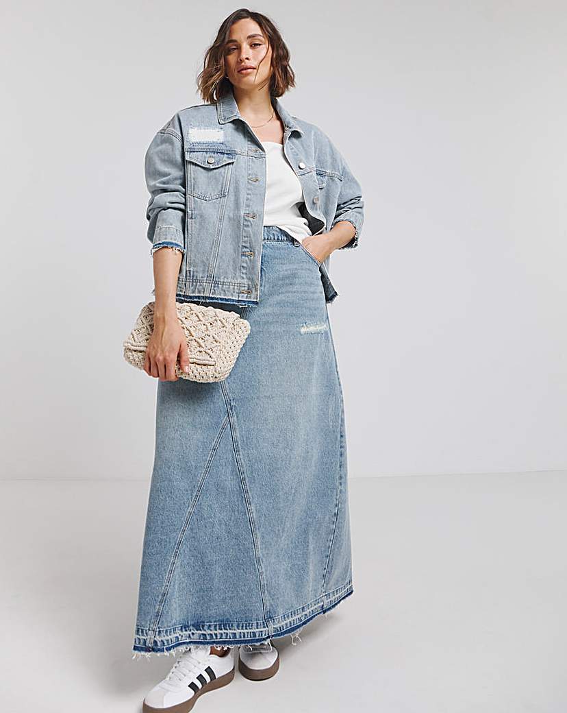 Light Wash Rip And Repair Denim Jacket