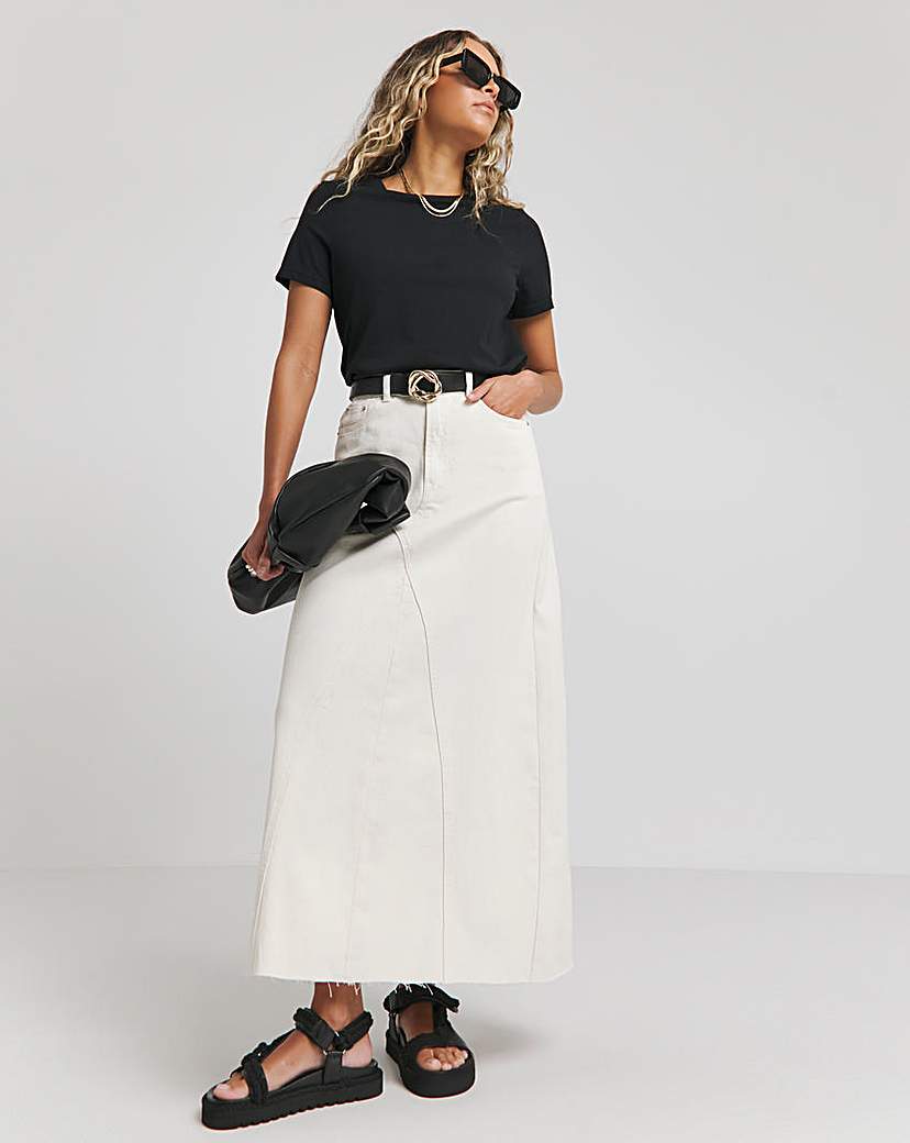 Simply Be - Women's Ecru A Line Maxi Denim Skirt - Size 18 - Ecru - 100% Cotton