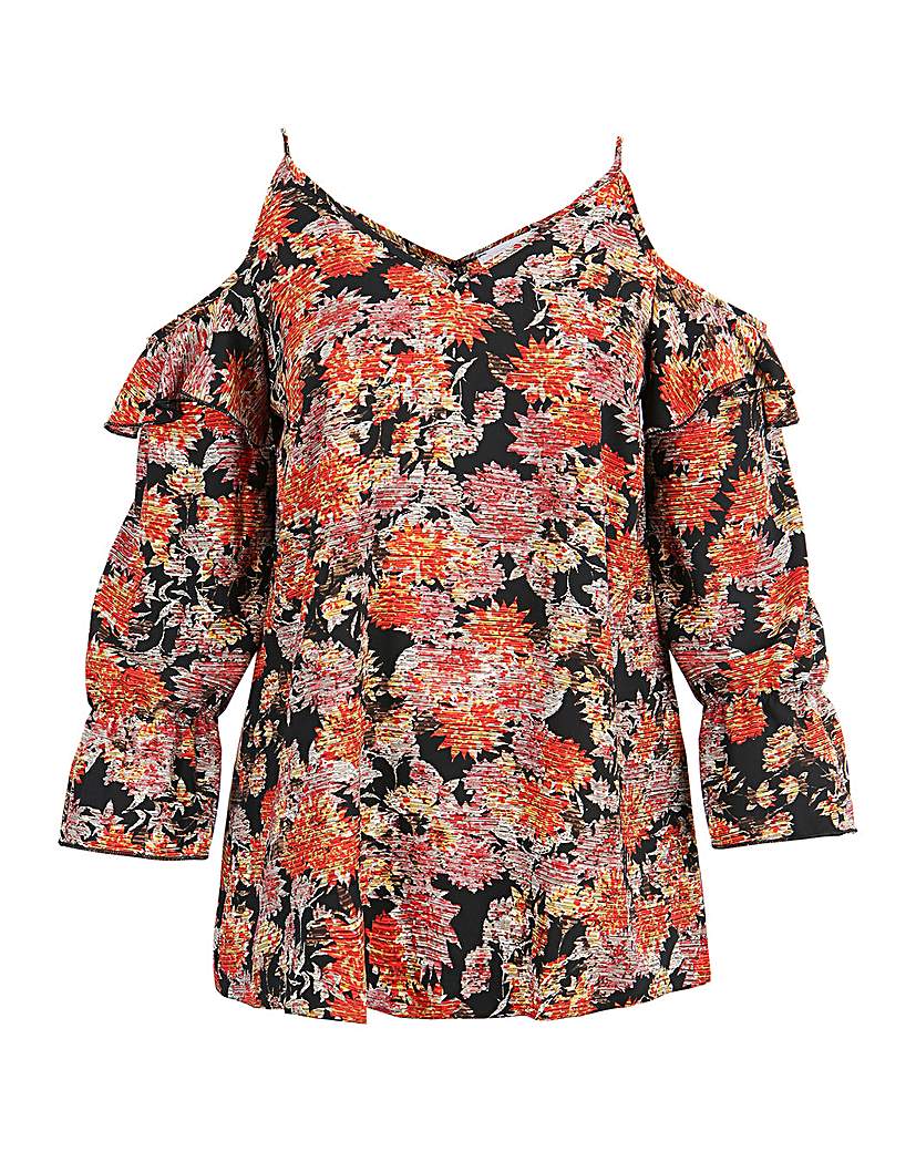Image of Lovedrobe GB Printed Cold Shoulder Top
