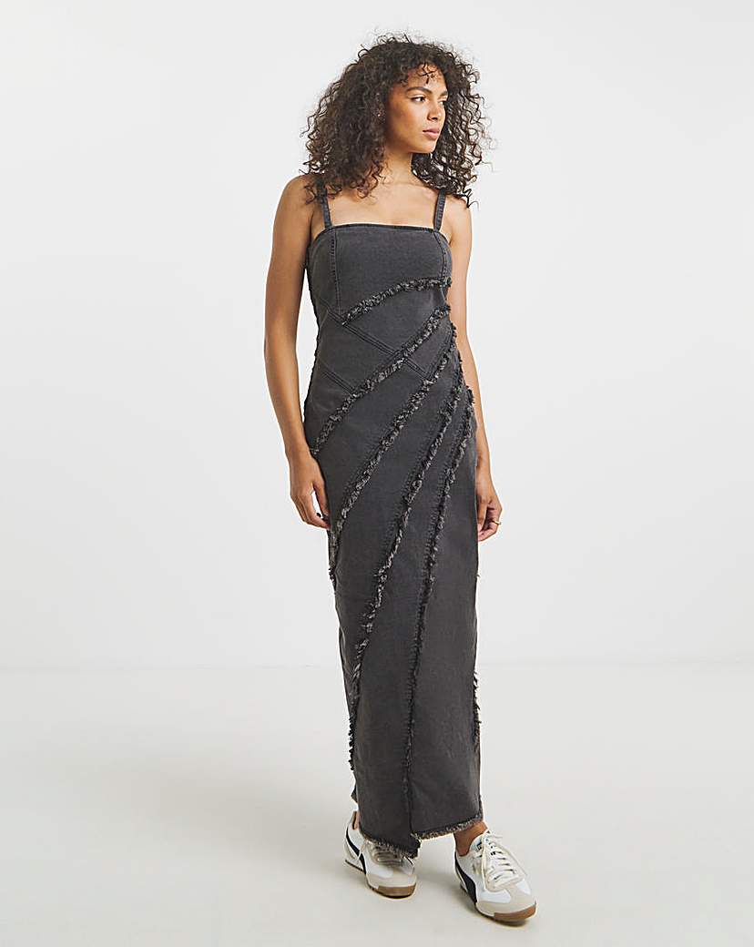 Simply Be - Women's Washed Black Seamed Column Maxi Dress - Size 12 - Washed black - 68% Cotton 30% Polyester 2% Elastane