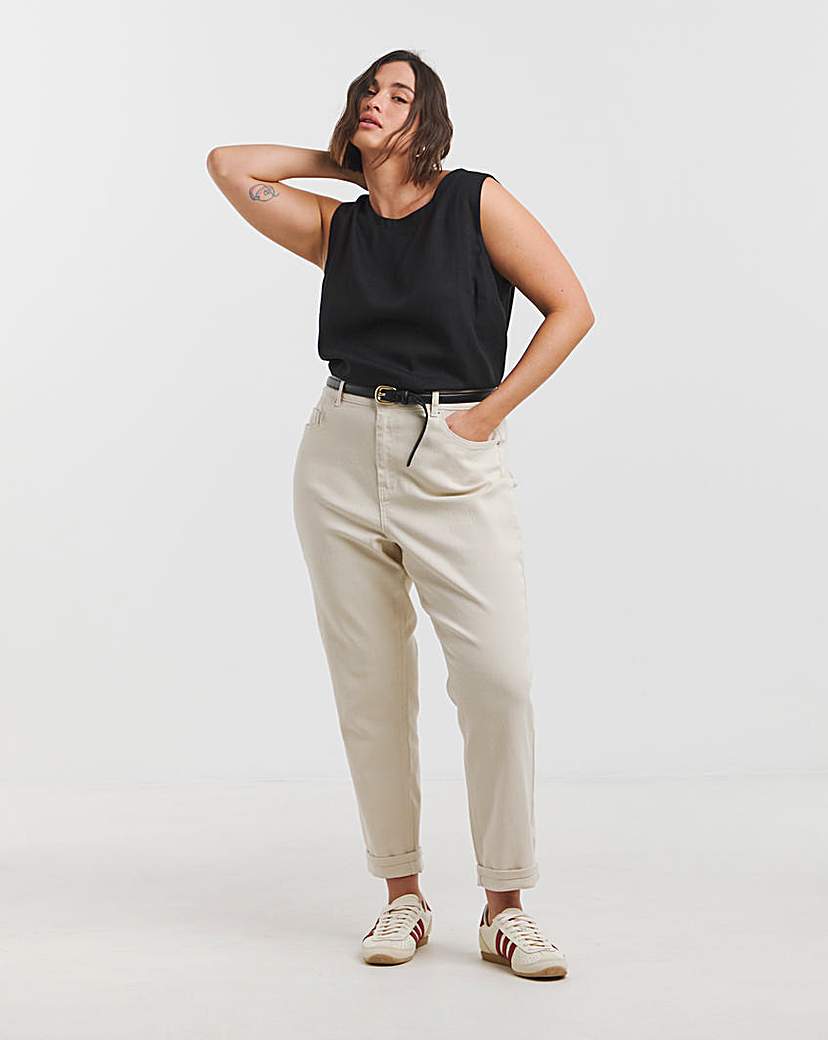 New In - Off White Loose Mom Jeans