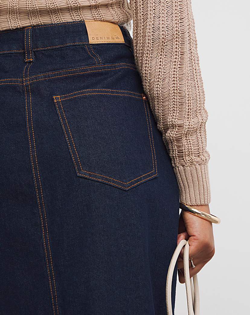Indigo Contrast Stitch Maxi Skirt