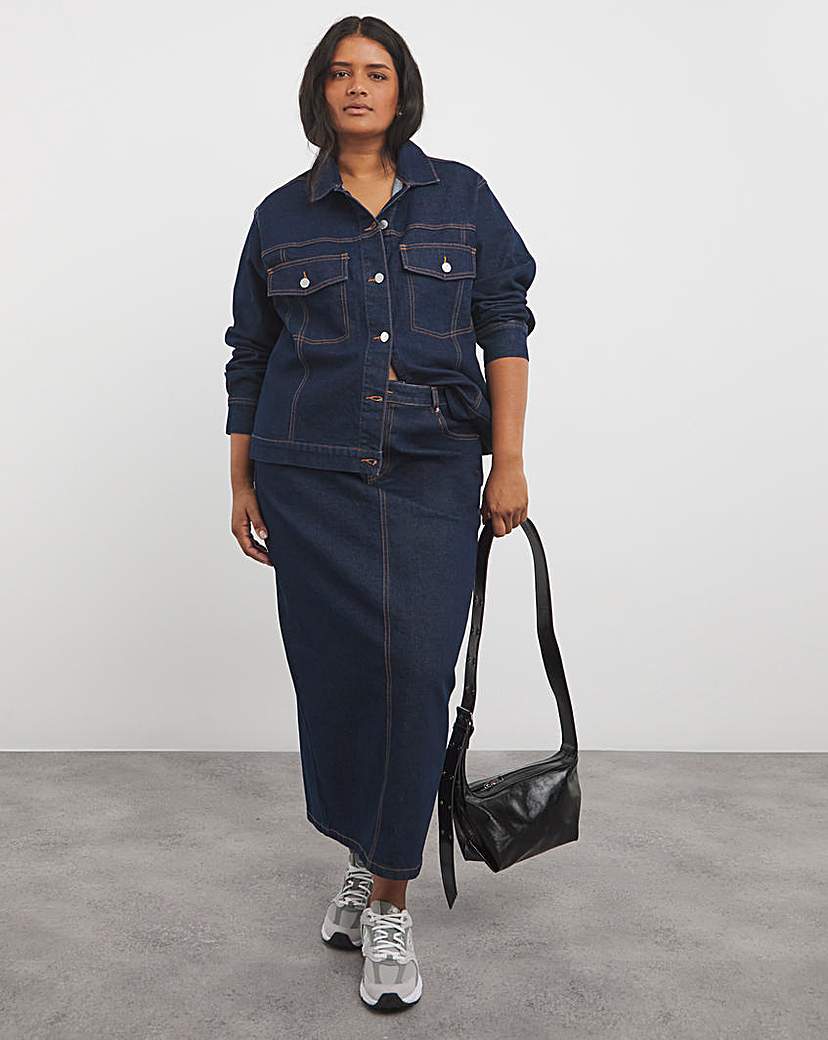 Contrast Stitch Boxy Denim Jacket