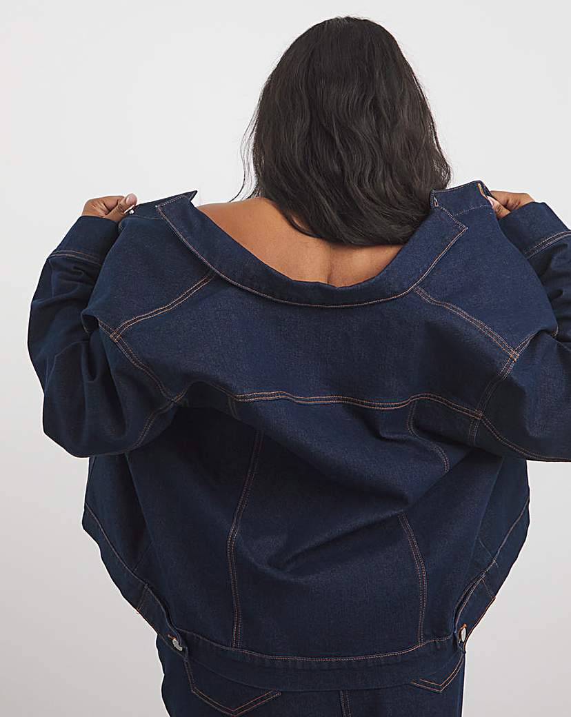 Contrast Stitch Boxy Denim Jacket