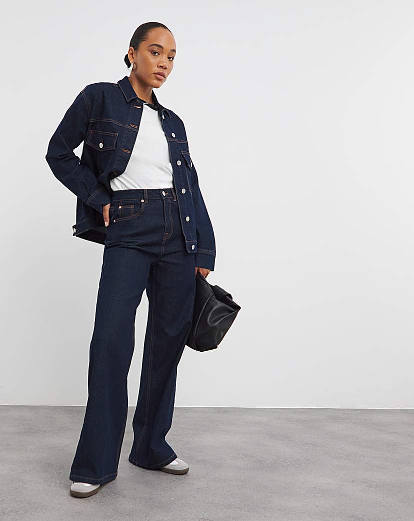 Contrast Stitch Boxy Denim Jacket